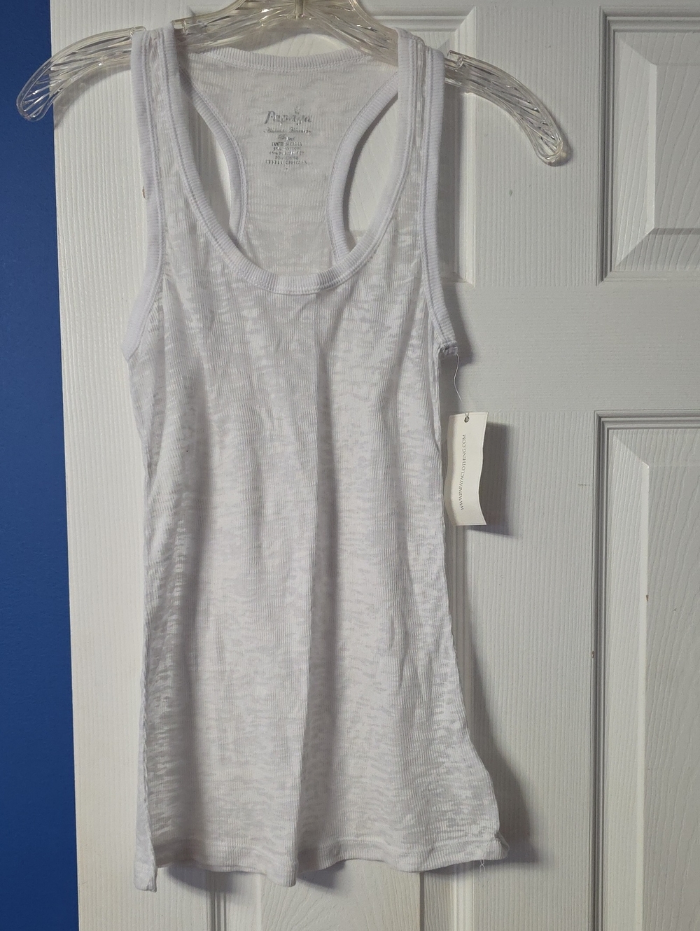 Papaya White Ribbed Racerback Tank